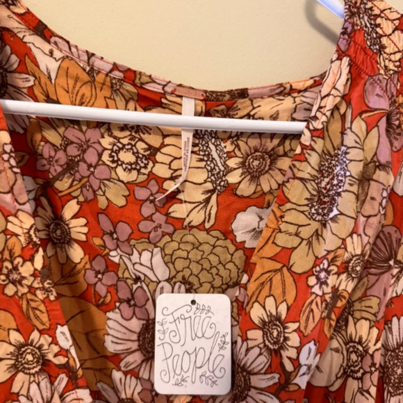 NWT Free People Under Wraps Mini Dress Warm Orange Combo Size 0 - Picture 11 of 11